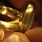Gold Ring Being Cut with a jewellery Laser Cutter